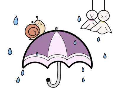 梅雨の傘とカタツムリ