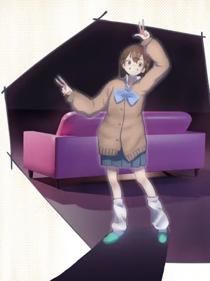 ピースサインの女子高生
