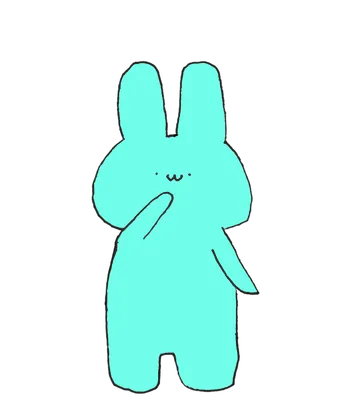手を口元に当てる水色のうさぎ