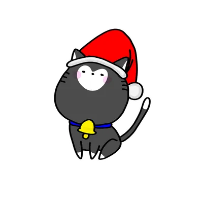 サンタ帽をかぶった黒ねこ