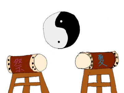 祭り太鼓と陰陽マーク