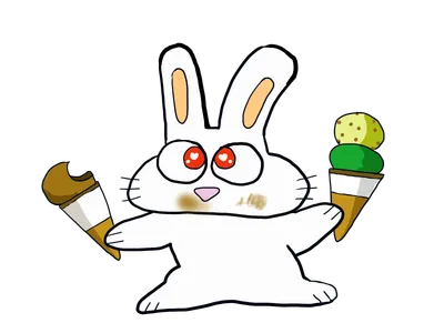 アイスクリーム持つウサギ
