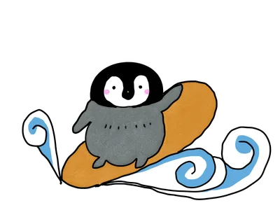 サーフィンするペンギン