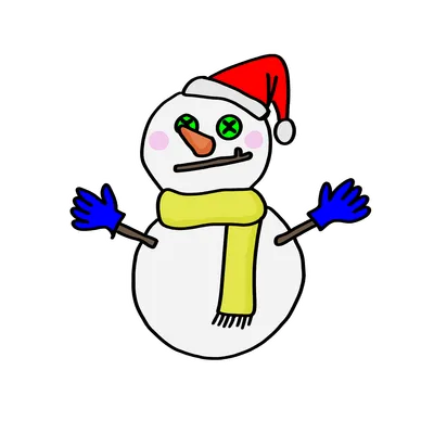 サンタ帽をかぶった雪だるま