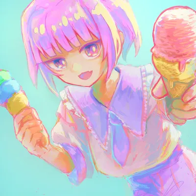 アイスを差し出す女の子