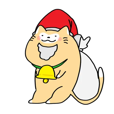 ベルを持つサンタ帽の茶トラ猫