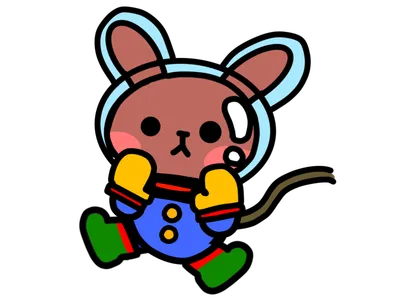 宇宙服のねずみキャラクター