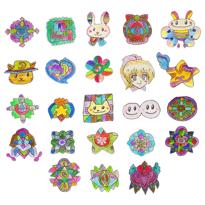クレヨン画風のかわいい幾何学模様セット