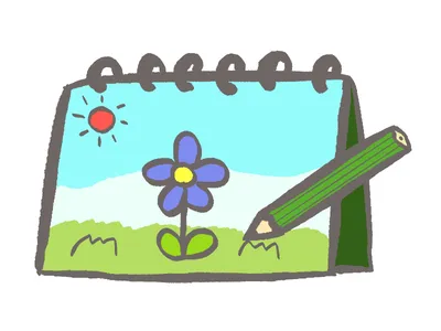 お花の描かれたスケッチブック（青・別版）