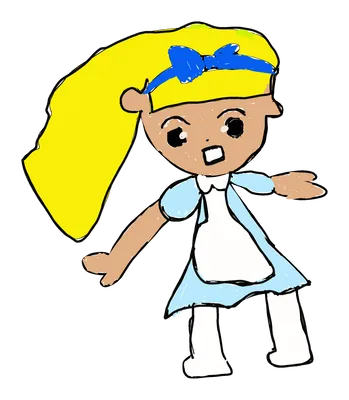 青いリボンの金髪の女の子