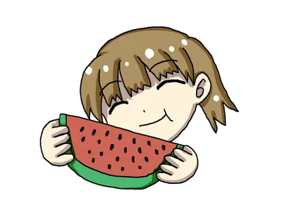 スイカを食べる女の子