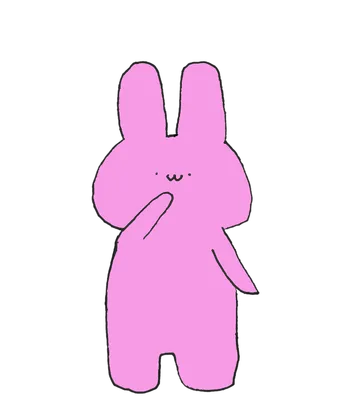 手を口元に当てるピンクのうさぎ