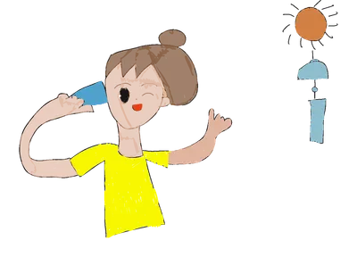 風鈴の音を聞く女の子