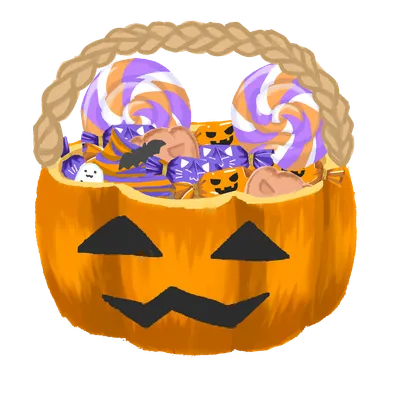 ハロウィンのかぼちゃバスケットとお菓子
