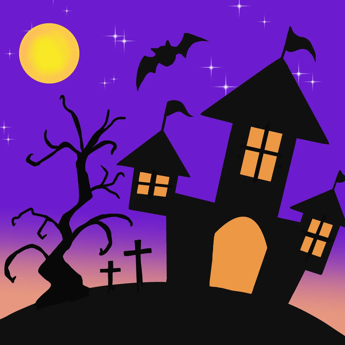満月の夜のハロウィンのお城