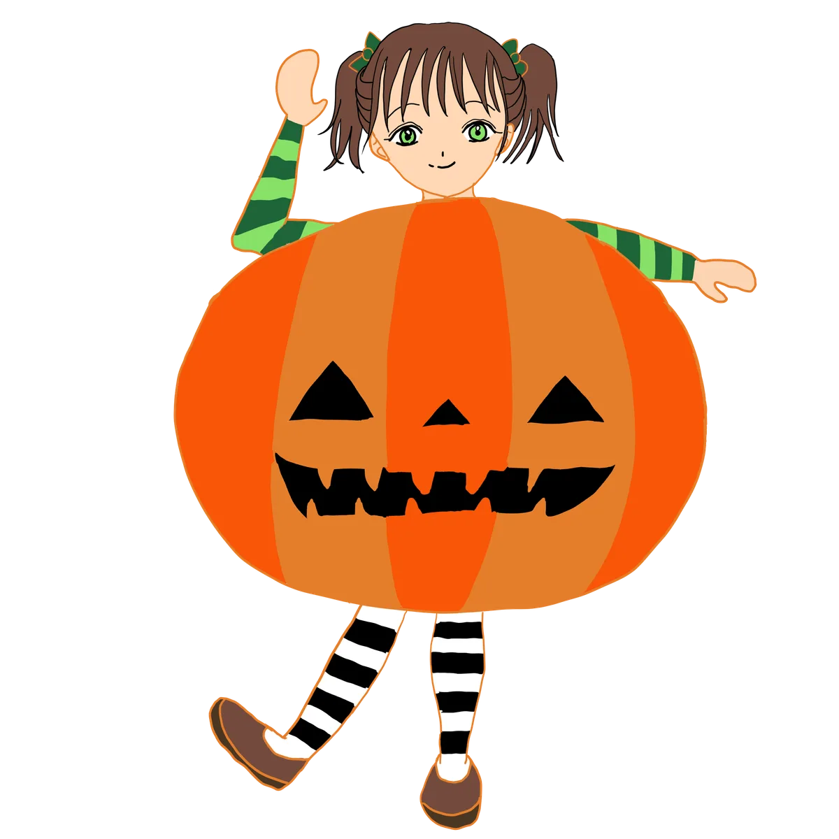かぼちゃの仮装をした女の子