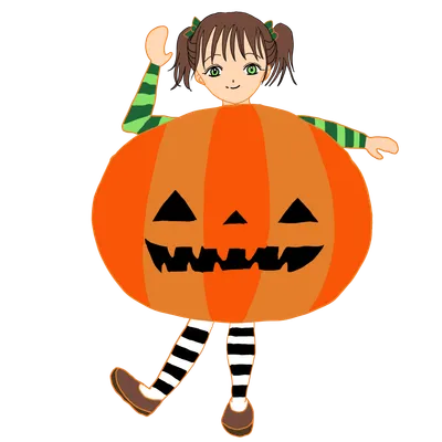 かぼちゃの仮装をした女の子