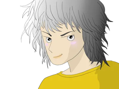 ウルフカットの青年