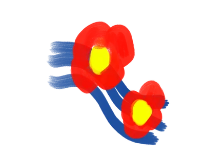川と赤い花