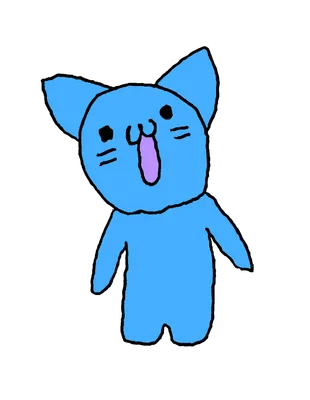 口を開けた水色の猫