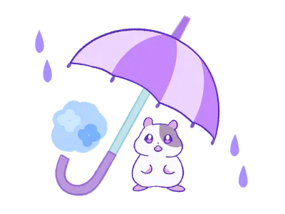 傘とハムスター手描き