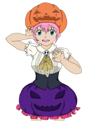 かぼちゃの帽子をかぶったハロウィンの女の子