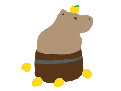 カピバラと果物