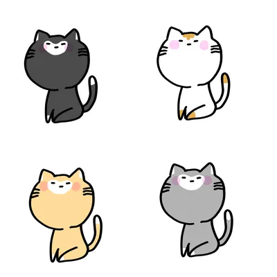 上を見上げる4色の猫