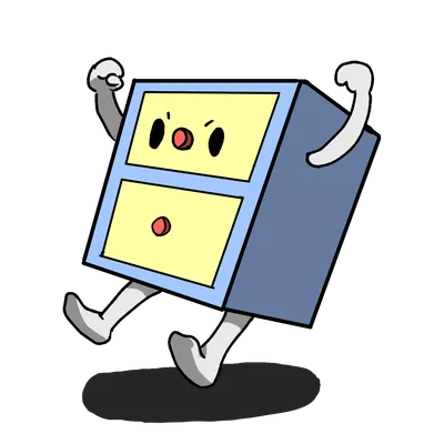 走るカラーボックスのキャラクター