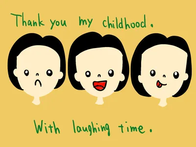 笑顔の女の子3人（英字メッセージ）