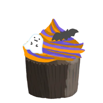 おばけとコウモリのハロウィンカップケーキ