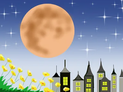 ストロベリームーンの夜景