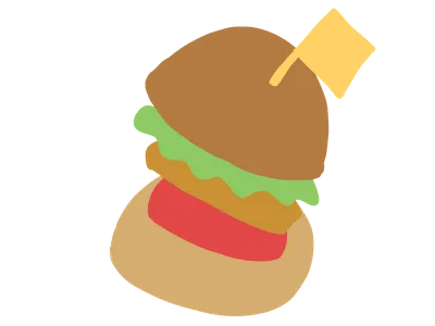 旗つきのハンバーガー
