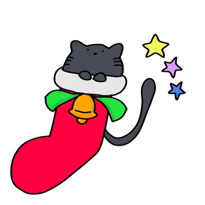 靴下から覗く猫と星