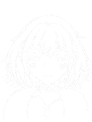 首輪をつけたボブヘアの女の子（線画）