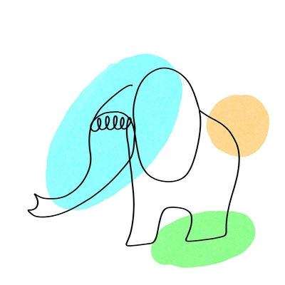 線画 ゾウ