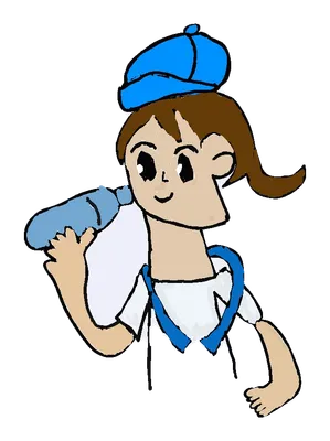水分補給する男の子
