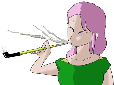 キセルを吸う女性
