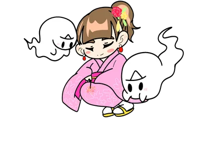 お盆のご先祖さまと女の子