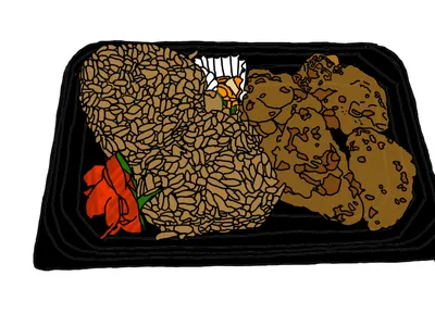 かしわ飯と唐揚げのお弁当