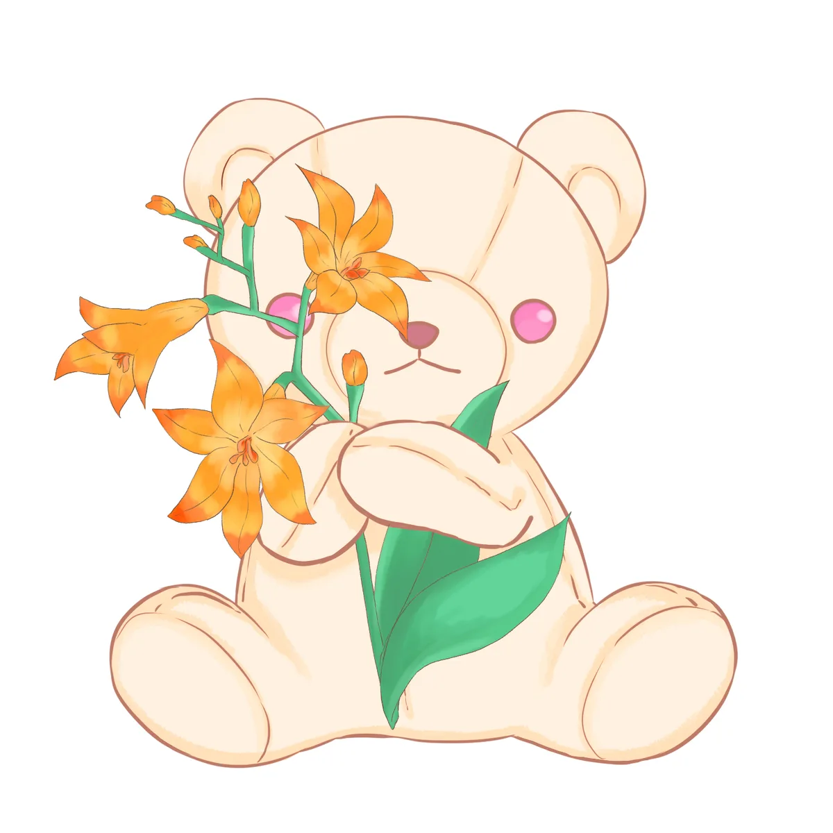 テディベアと花